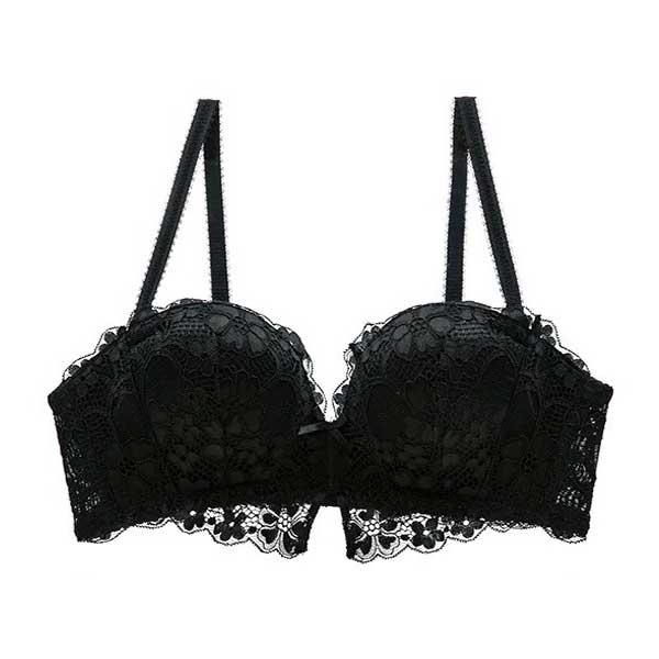 MINUOYI Large Size Embroidery Lace Wire Free Front Clip Closure Push Up  Adjustable Soft Bra (44C, Black) at  Women's Clothing store