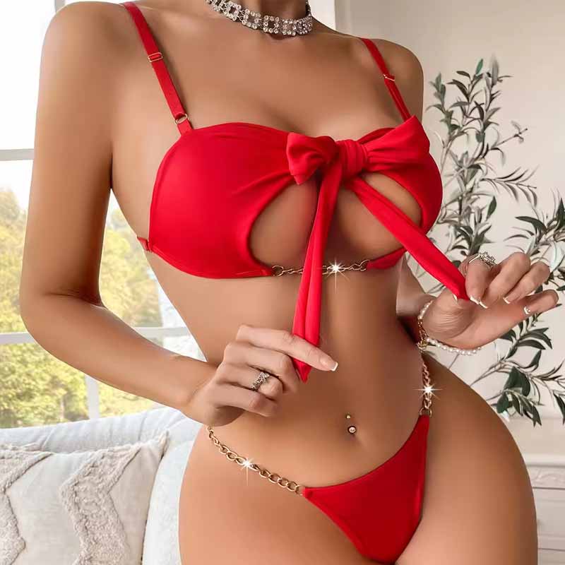 Red Bow Lingerie Set